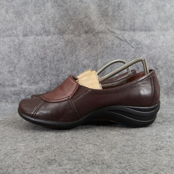 Hush Puppies Shoes Womens 8 Loafer Slip On Casual Leather Comfort Brown Wide Fit - Picture 5 of 16